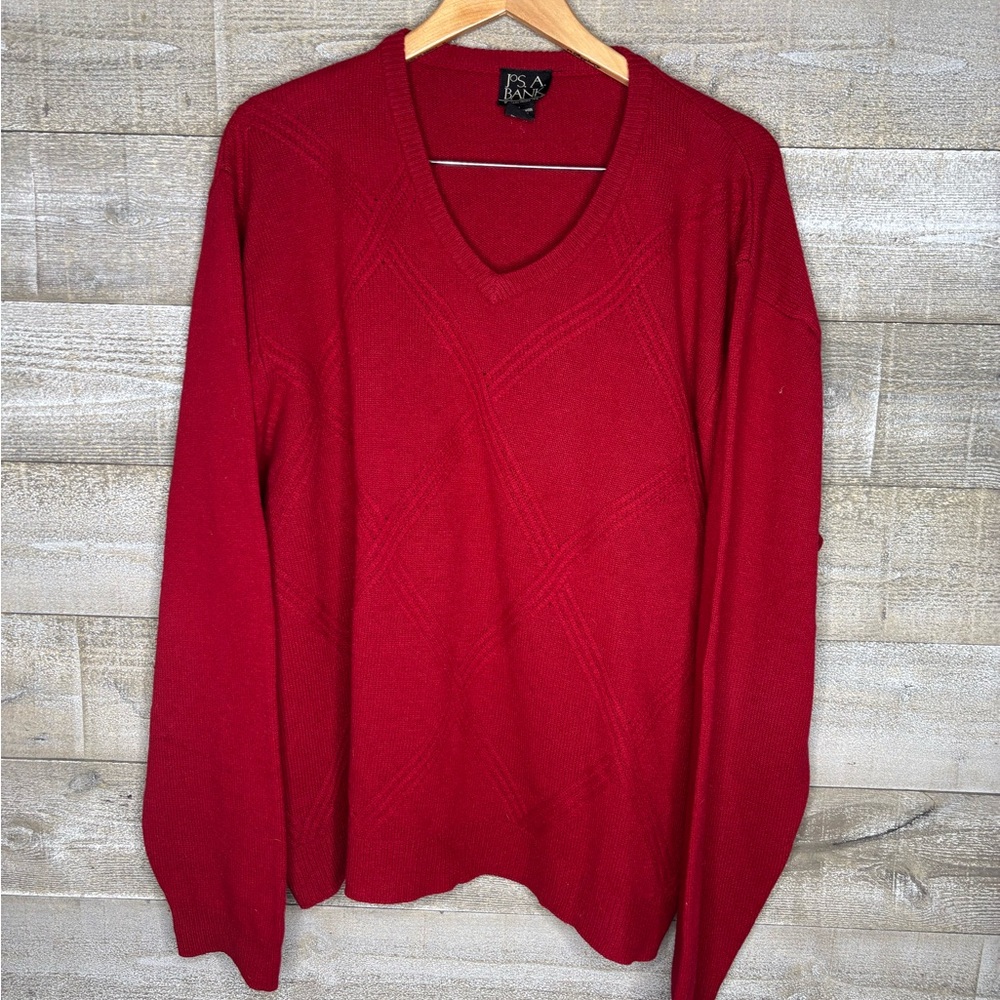 JOS A. Bank vintage lambswool red holiday mens sweater large